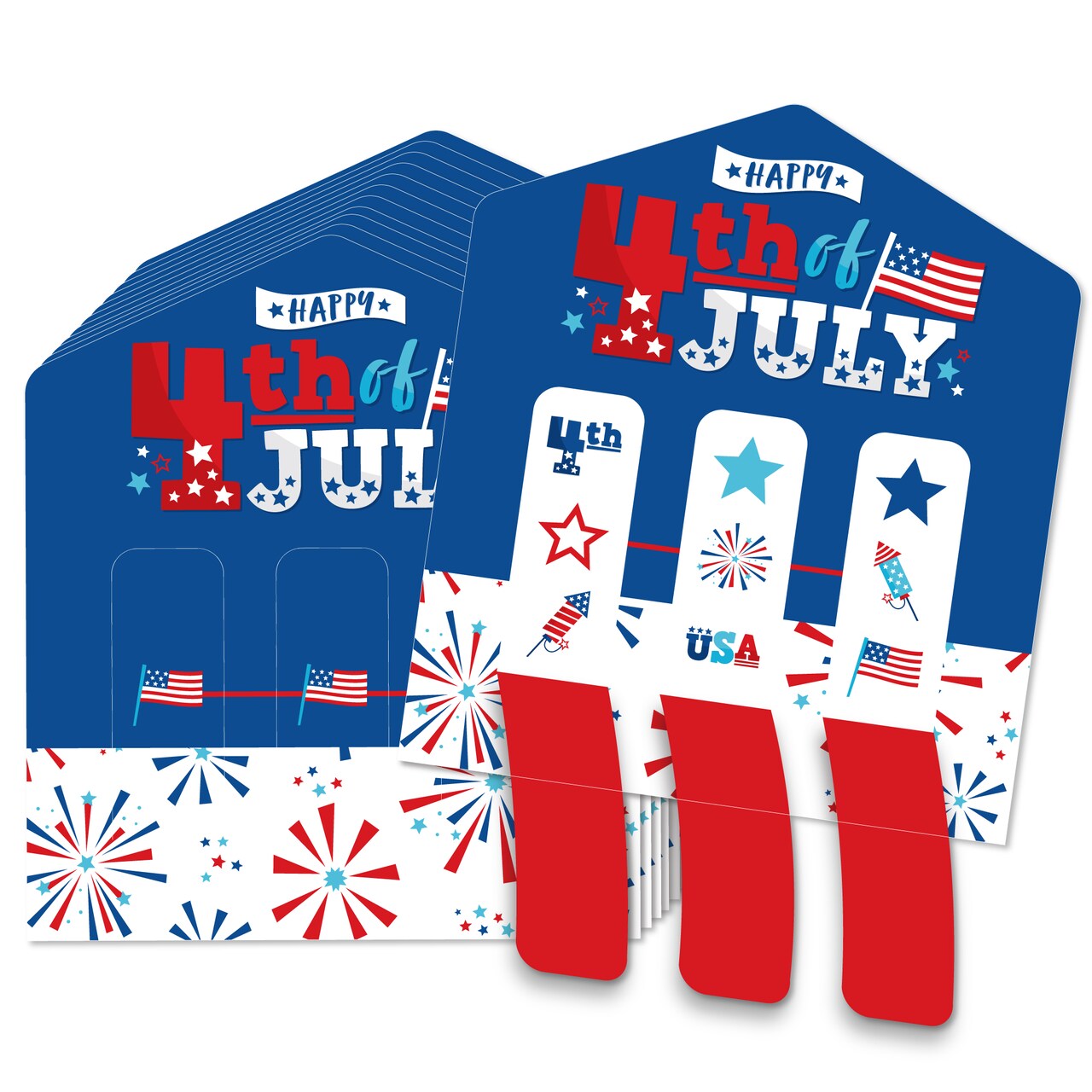 Big Dot of Happiness Firecracker 4th of July - Party Game Pickle Cards - Pull Tabs 3-in-a-Row - Set of 12